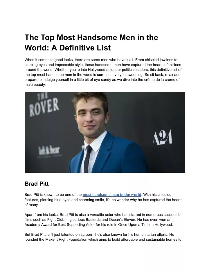the top most handsome men in the world