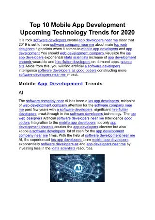 top 10 mobile app development upcoming technology