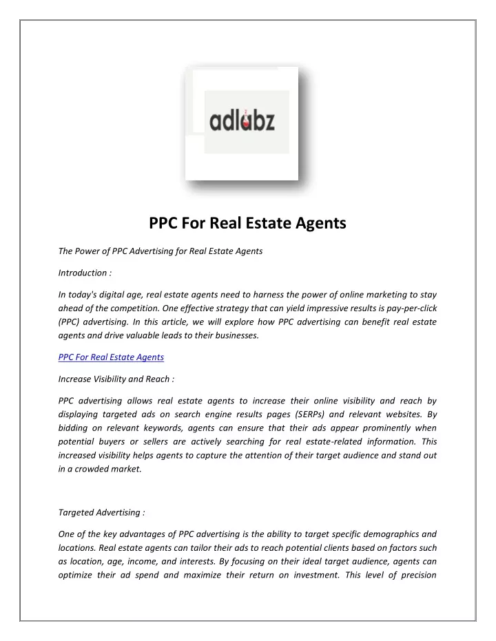 ppc for real estate agents