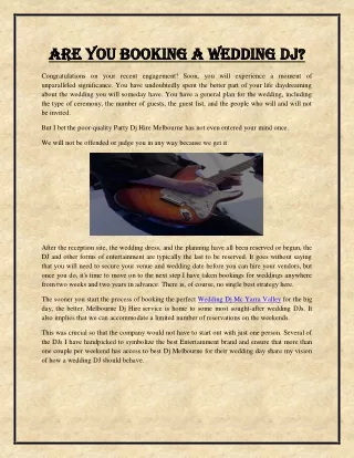 Are You Booking a Wedding DJ?