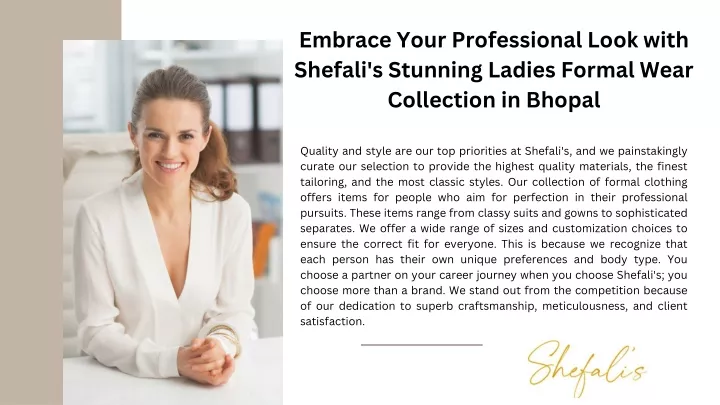 embrace your professional look with shefali