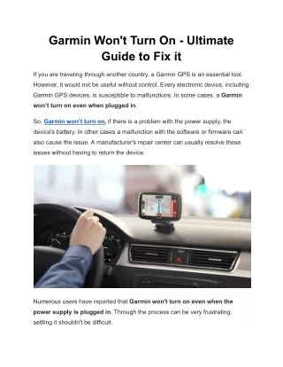 Garmin Won't Turn On - Ultimate Guide to Fix it