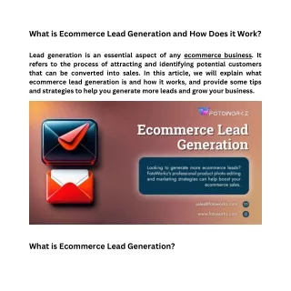 What is Ecommerce Lead Generation and How Does it Work