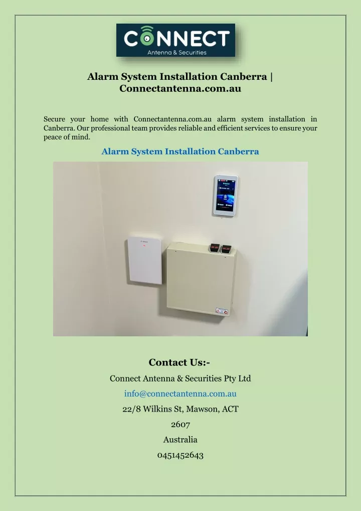 alarm system installation canberra connectantenna