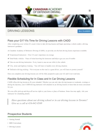 Driving Lessons Toronto - Cadd Online