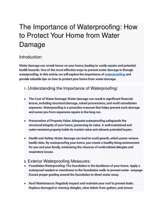 The Importance of Waterproofing_ How to Protect Your Home from Water Damage