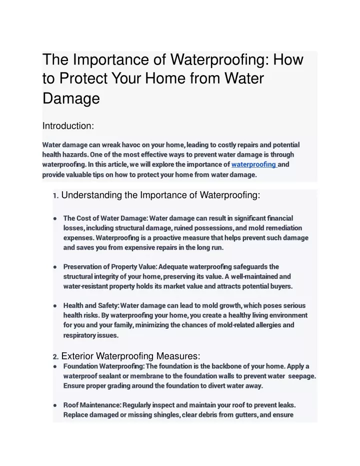 the importance of waterproofing how to protect