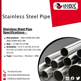 Stainless Steel Seamless Pipe Manufacturer-Inox Steel India