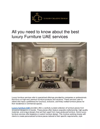 All you need to know about the best luxury Furniture UAE services