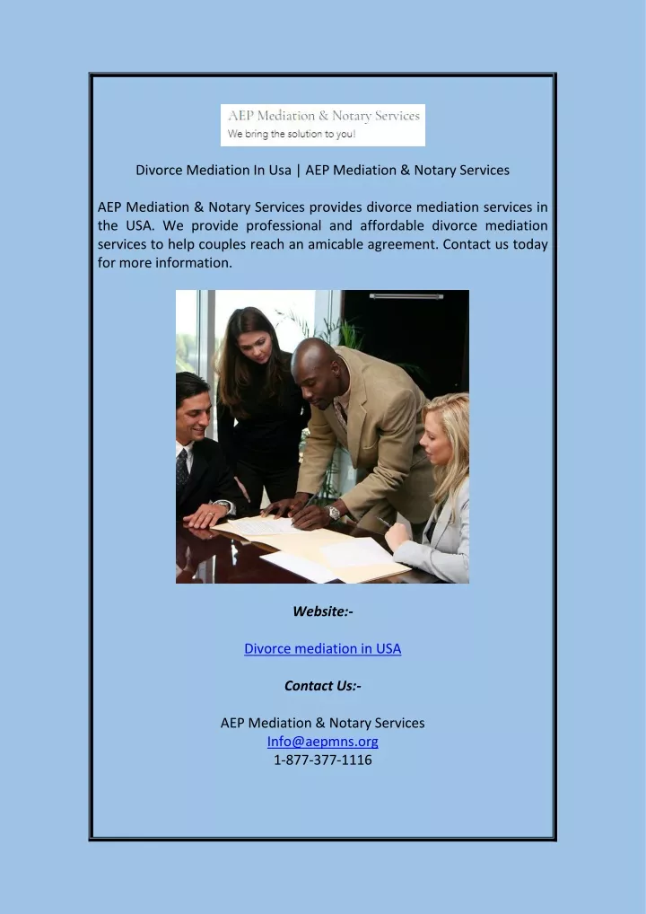 divorce mediation in usa aep mediation notary