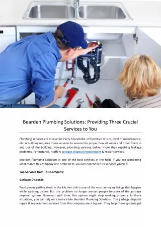 Bearden Plumbing Solutions: Providing Three Crucial Services to You
