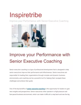 Improve your Performance with Senior Executive Coaching
