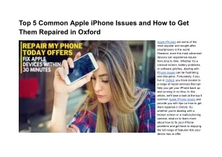 Top 5 Common Apple iPhone Issues and How to Get Them Repaired in Oxford