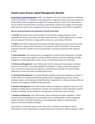 oracle fusion human capital management benefits