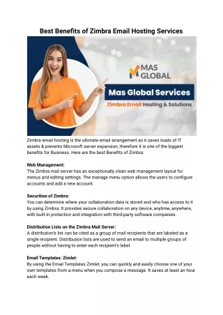 best benefits of zimbra email hosting services