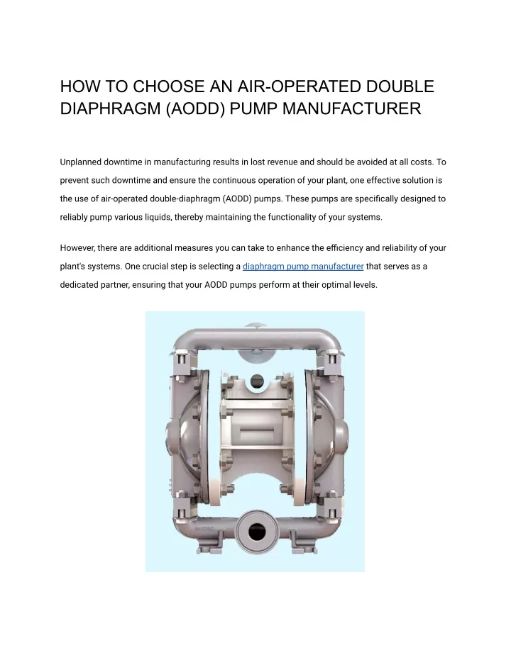 how to choose an air operated double diaphragm