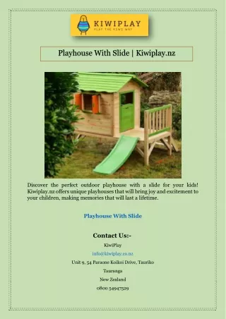 Playhouse With Slide | Kiwiplay.nz