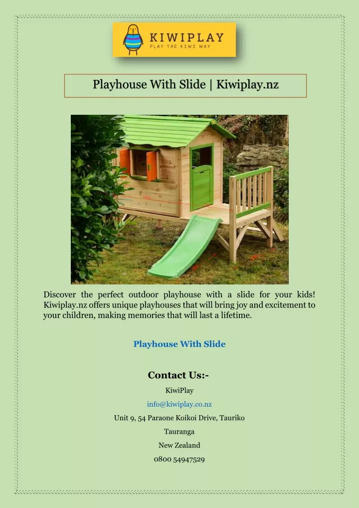 playhouse with slide kiwiplay nz