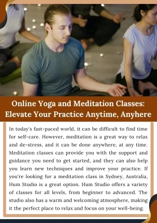Online Yoga and Meditation Classes Elevate Your Practice Anytime, Anywhere