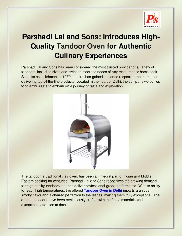 parshadi lal and sons introduces high quality