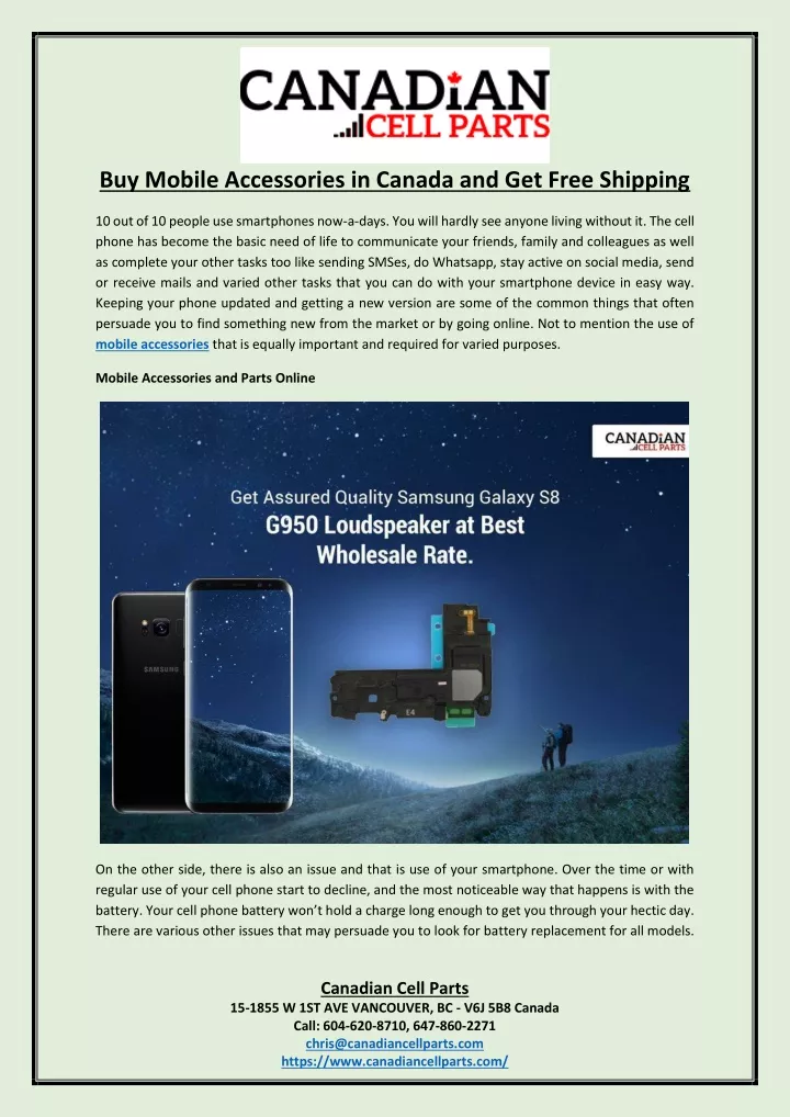 buy mobile accessories in canada and get free