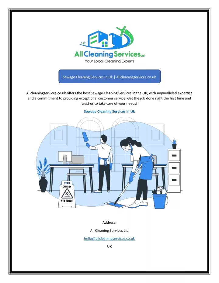 sewage cleaning services