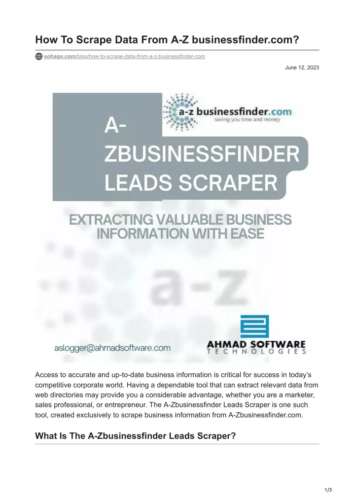 how to scrape data from a z businessfinder com