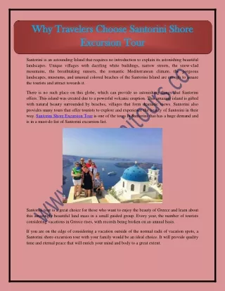 Why Travelers Choose Santorini Shore Excursion Tour