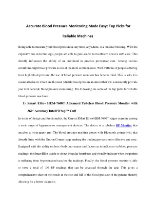 Accurate Blood Pressure Monitoring Made Easy_ Top Picks for Reliable Machines