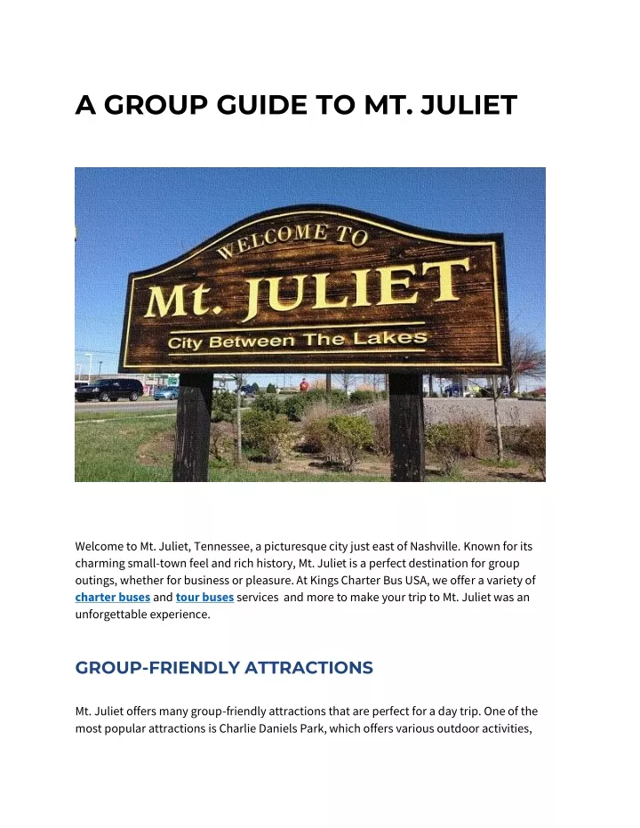 a group guide to mt juliet