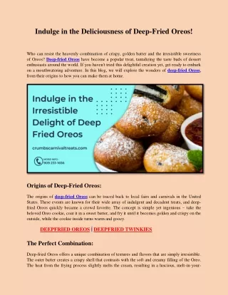 Indulge in the Deliciousness of Deep-Fried Oreos