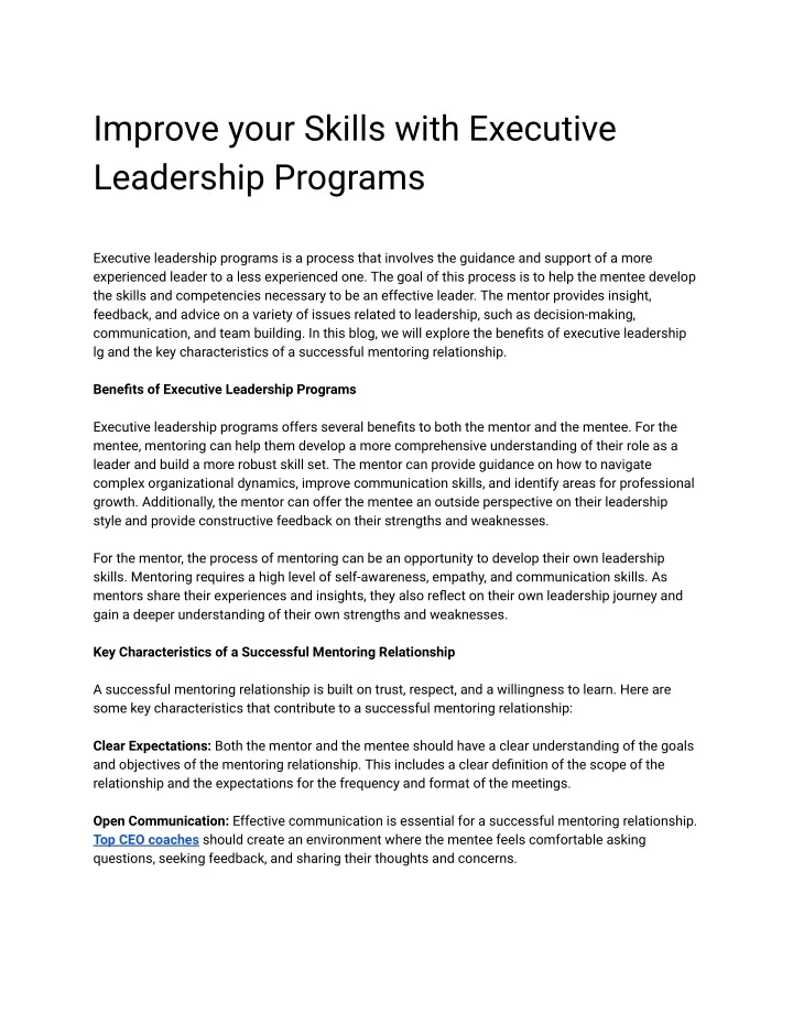 improve your skills with executive leadership