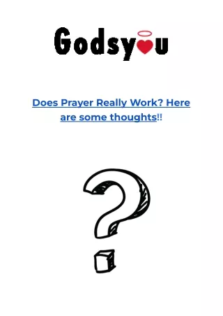 Does Prayer Really Work