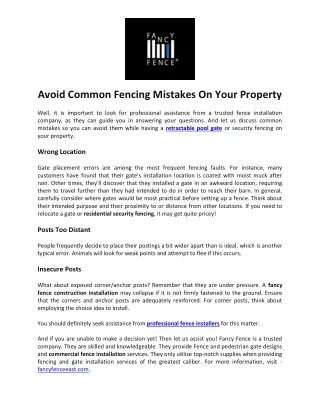 Avoid Common Fencing Mistakes On Your Property