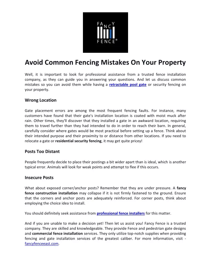 avoid common fencing mistakes on your property