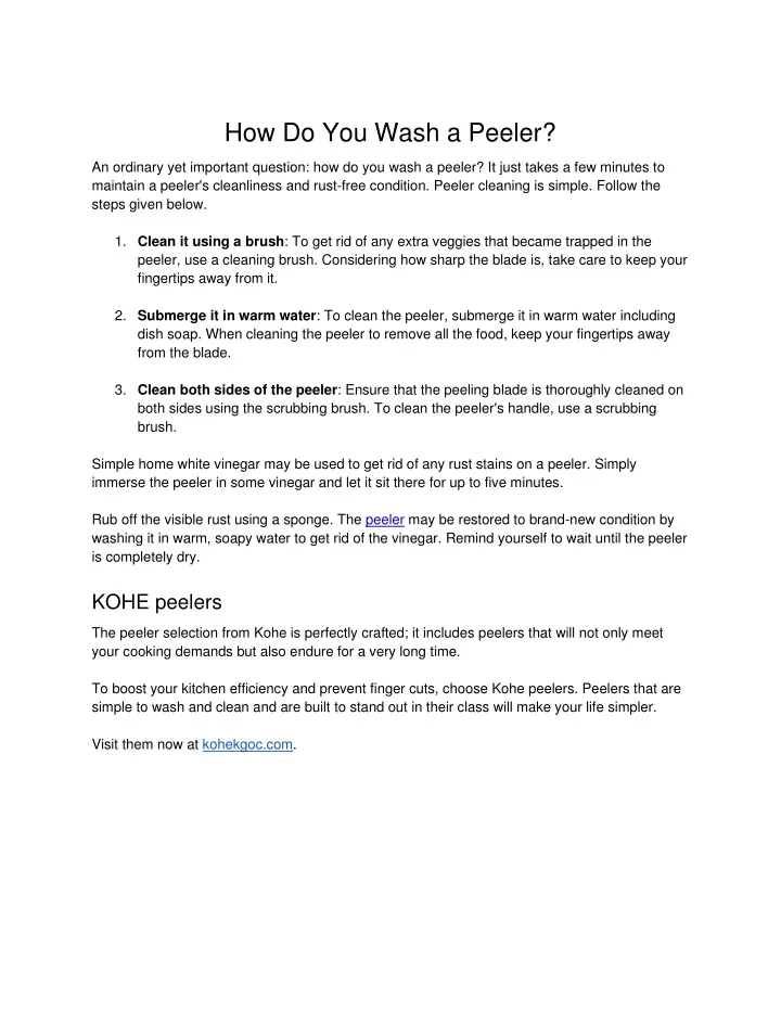 how do you wash a peeler