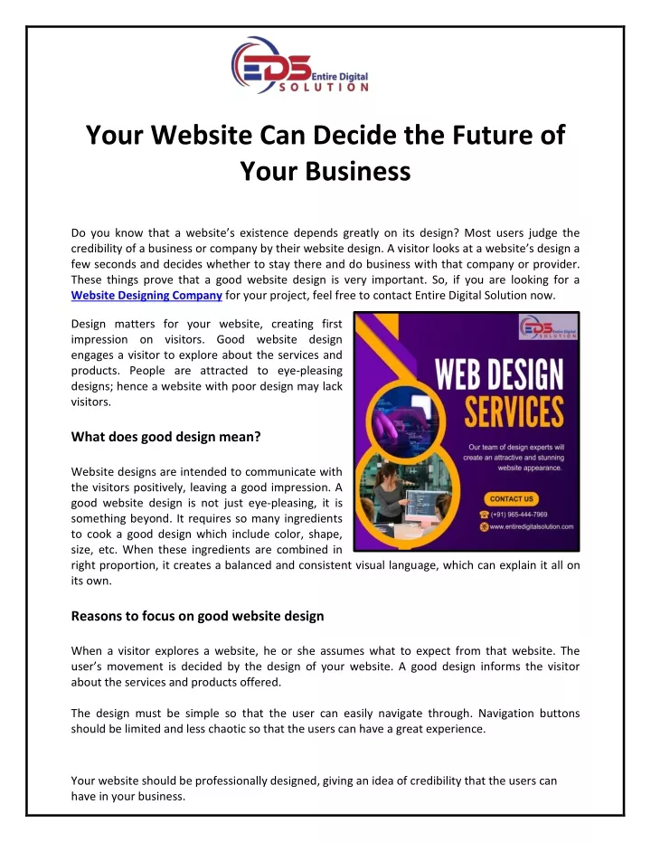 your website can decide the future of your