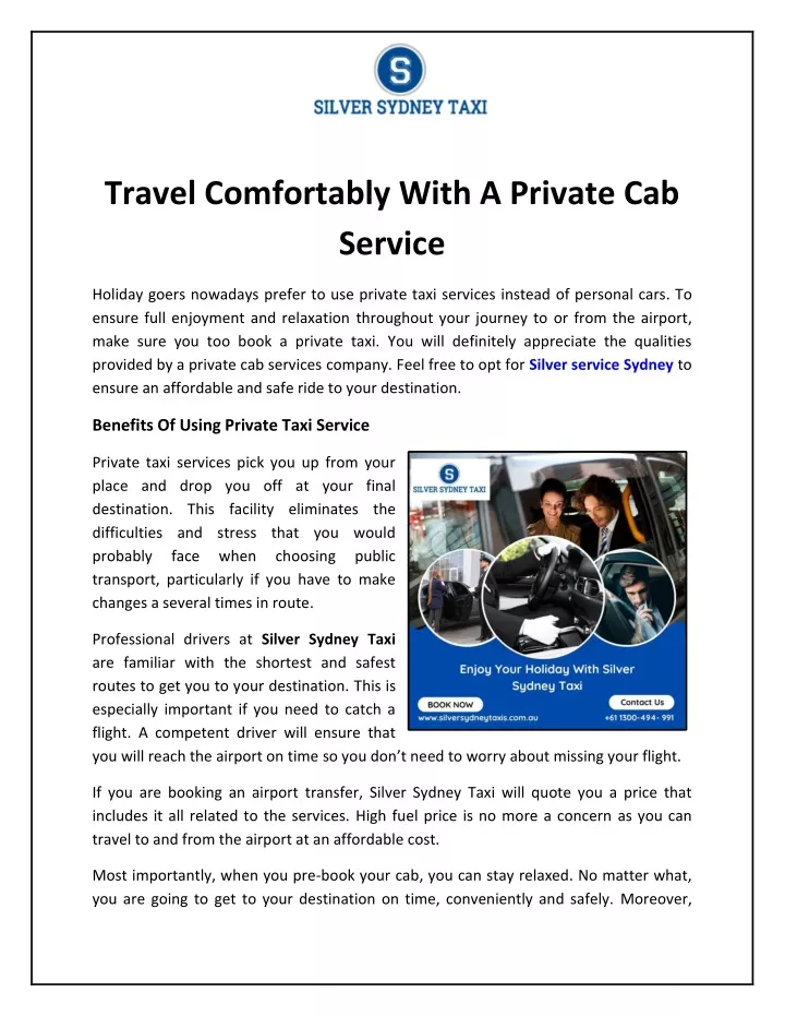 travel comfortably with a private cab service