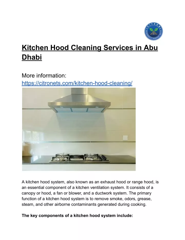 PPT - Kitchen Hood Cleaning Services in Abu Dhabi PowerPoint