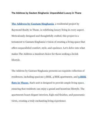 the address by gautam singhania unparalleled