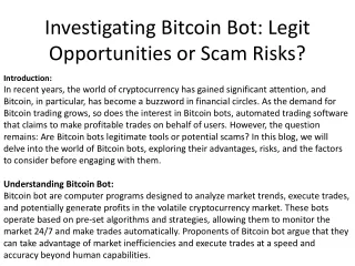 Investigating Bitcoin Bot
