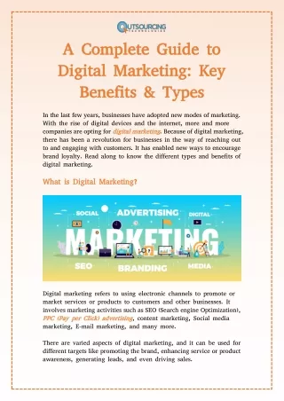 A Complete Guide to Digital Marketing: Key Benefits & Types