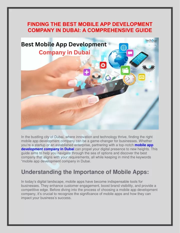 finding the best mobile app development company