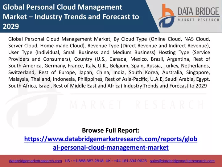global personal cloud management market industry