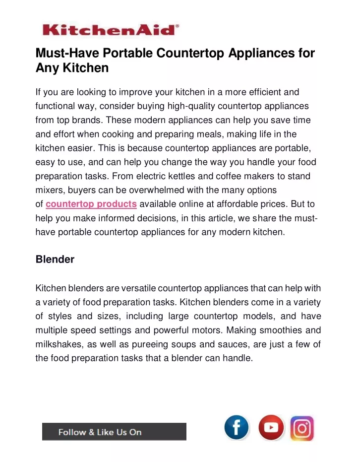 must have portable countertop appliances