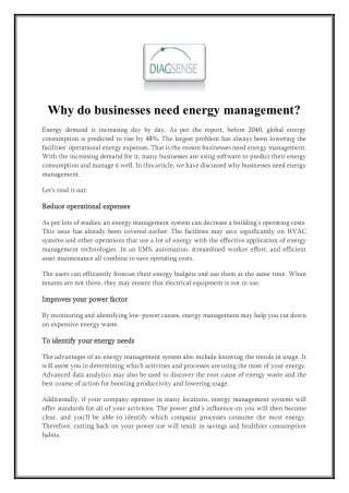 Why do businesses need energy management