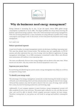 why do businesses need energy management