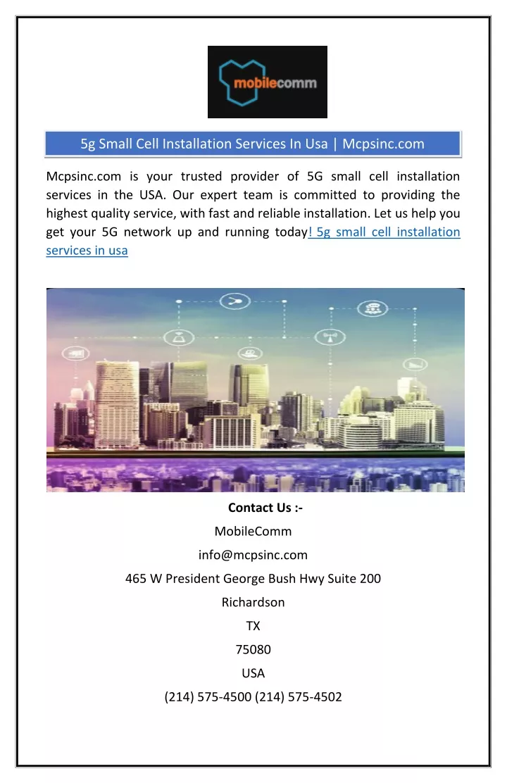 5g small cell installation services