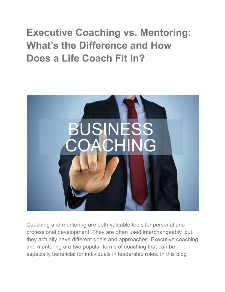 executive coaching vs mentoring what