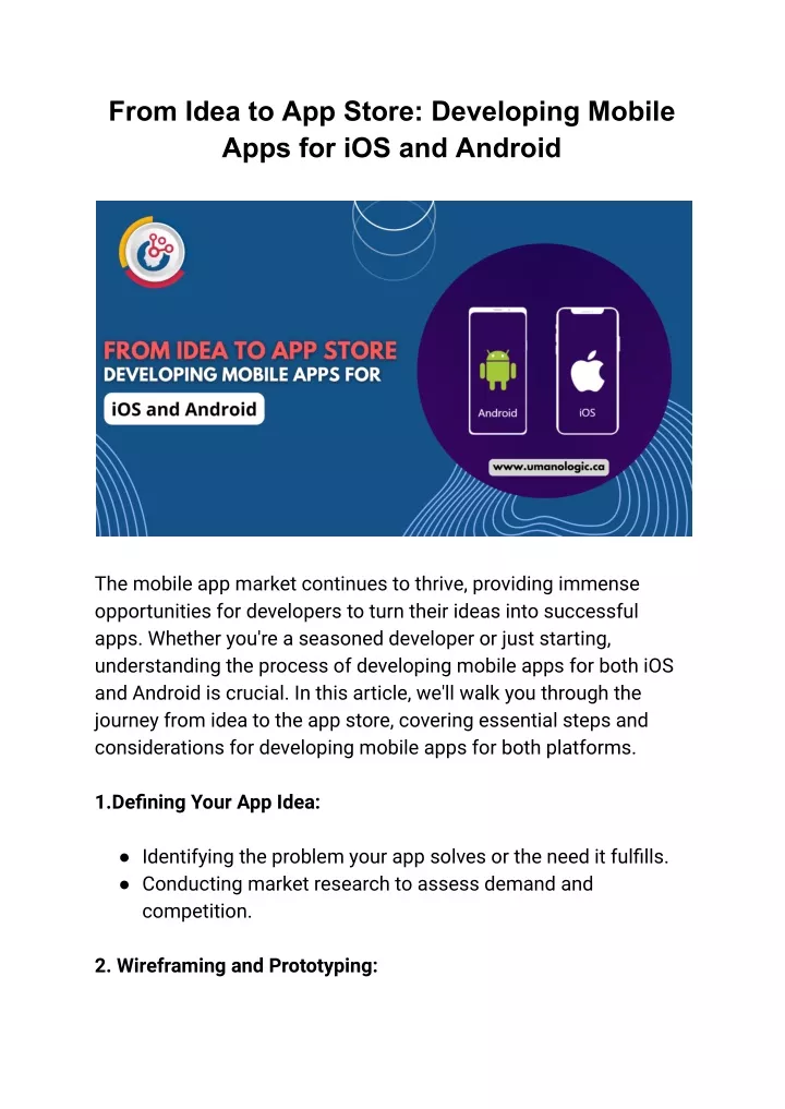 from idea to app store developing mobile apps
